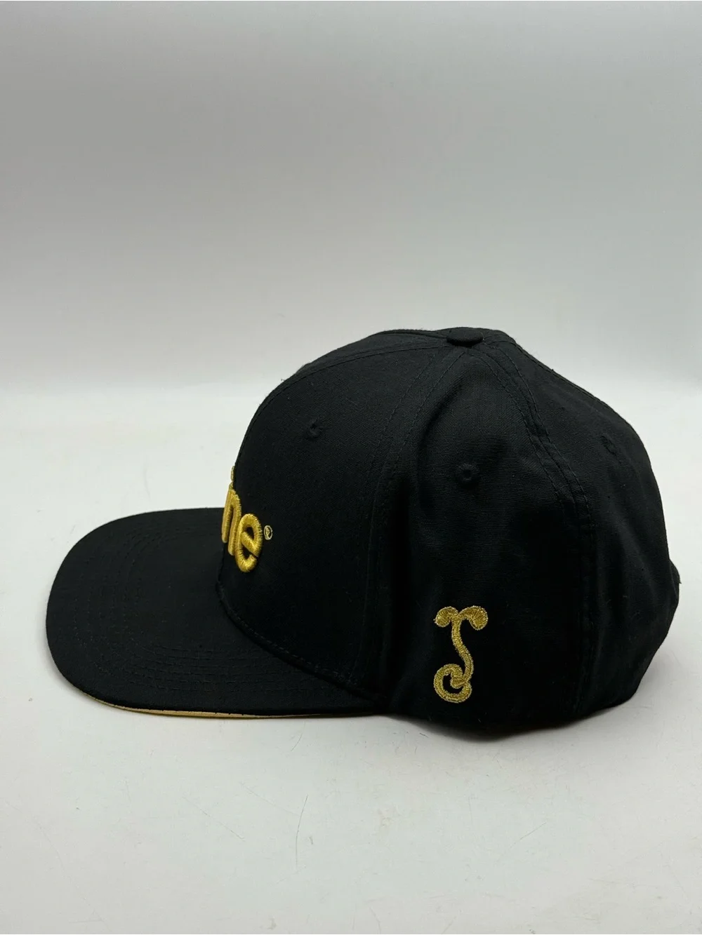 Shine Embroidered Black & Gold Snapback Hat - OSFM